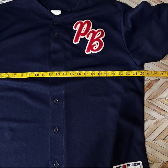 VINTAGE MAJESTIC Baseball Fan Jersey MLB Button Front Red Navy Blue Streetwear - Picture 7 of 8